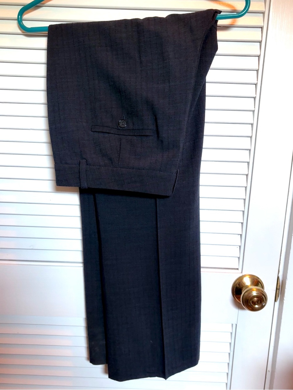 Theory Virgin Wool Trousers in Navy Blue with Stitch Detailing — Size 12